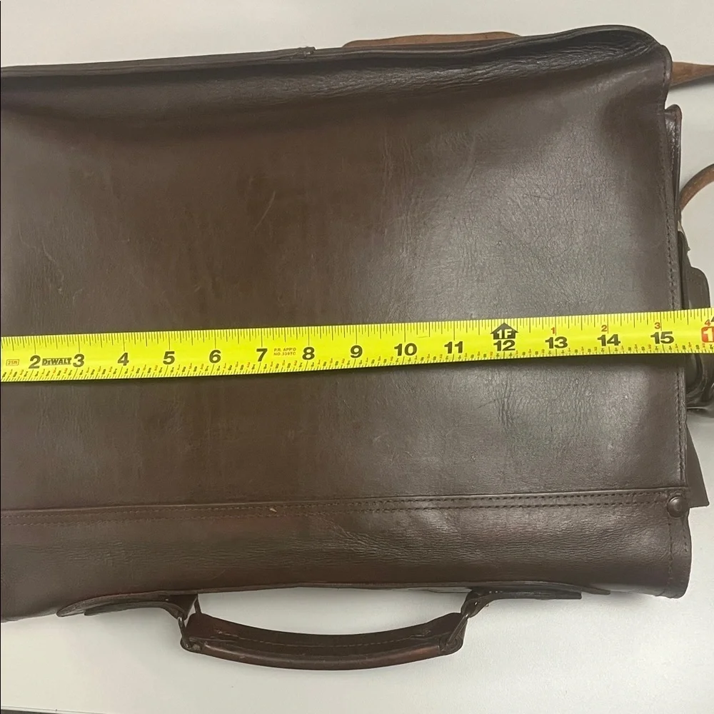 Naturally Yours Brown vintage Leather Briefcase with long adjustable strap